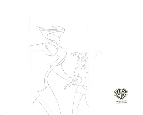 The New Batman Adventures Original Production Cel with Matching Drawing: Joker, Harley For Sale