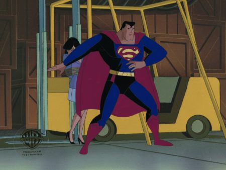 Superman The Animated Series Original Production Cel with Matching Drawing: Superman, Lois Lane For Sale