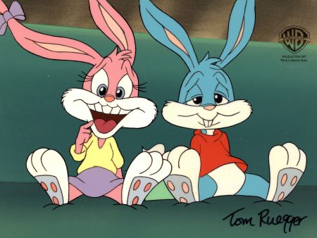 Tiny Toons Original Production Cel on Original Background Signed by Tom Ruegger: Babs, Buster Hot on Sale