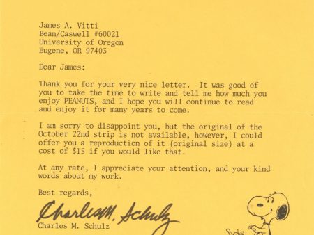 Vintage Signed Charles M. Schulz Letter and Envelope Discount