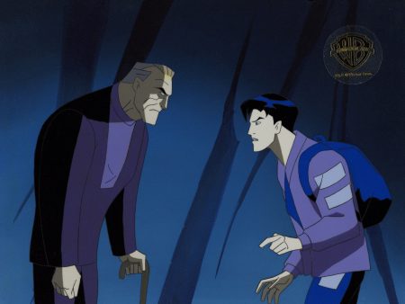 Batman Beyond Original Production Cel on Original Background with Matching Drawing: Bruce, Terry Online Hot Sale