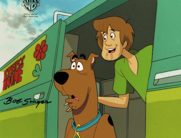 Scooby-Doo on Zombie Island Original Production Cel with Matching Drawings Signed by Bob Singer: Scooby, Shaggy Fashion