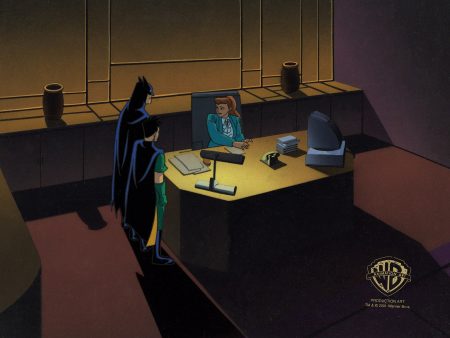 Batman The Animated Series Original Production Cel On Original Background: Batman, Robin, Summer Gleeson Online now