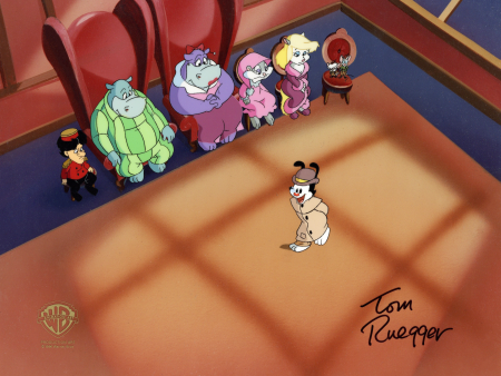 Animaniacs Original Production Cel Signed by Tom Ruegger: Hippos, Slappy, Minerva, Pinky, Brain, Yakko For Sale