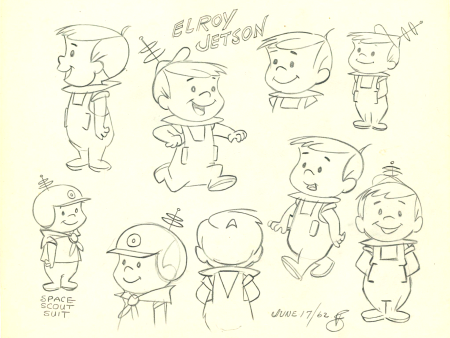 Elroy Jetson Original Character Model Sheet Drawing initialed by Dick Bickenbach Hot on Sale