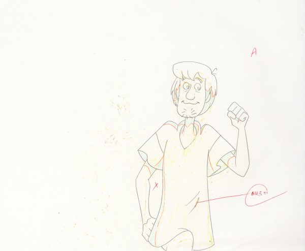 Scooby-Doo on Zombie Island Original Production Cel with Matching Drawing Signed by Bob Singer: Scooby, Shaggy Fashion