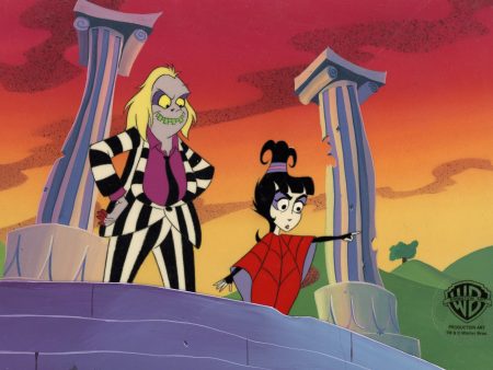 Beetlejuice The Animated Series Original Production Cel on Original Background: Beetlejuice, Lydia on Sale