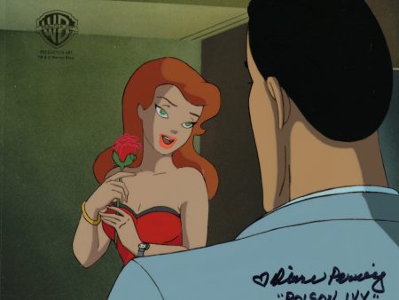 Batman The Animated Series Original Production Cel with Matching Drawing Signed by Diane Pershing: Poison Ivy, Harvey Dent For Sale