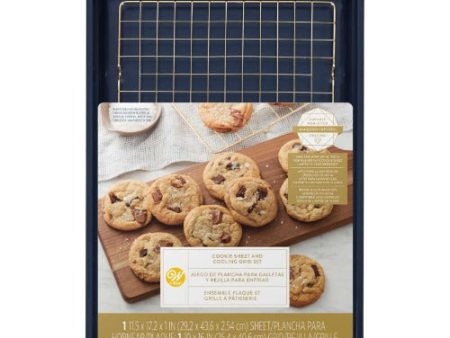 Diamond-Infused Non-Stick Cookie Sheet with Gold Cooling Grid Set For Cheap